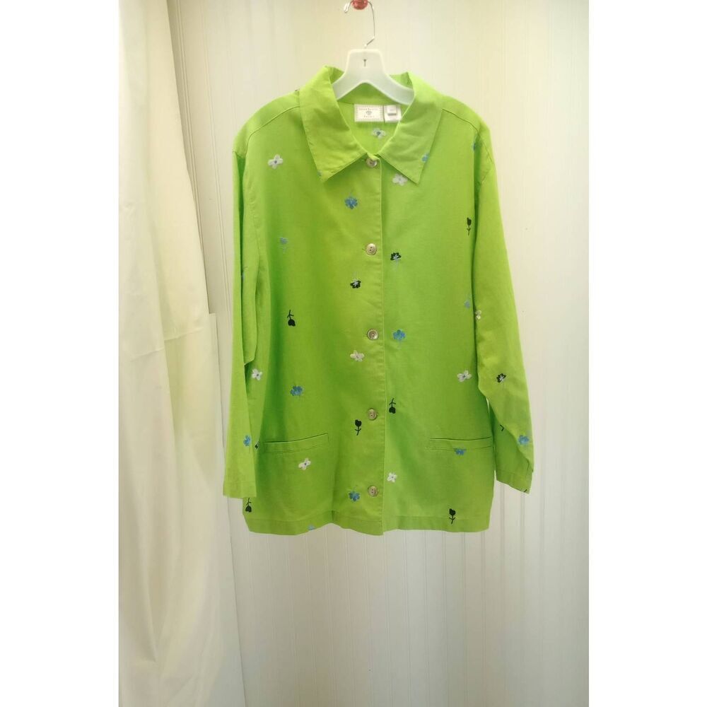Susan Bristol casuals, linen blend embroidered jacket size 24 w